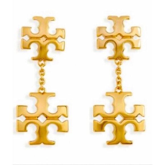 NEW!!! Tory Burch Gold Kira Logo Dangle Earrings - Picture 2 of 4